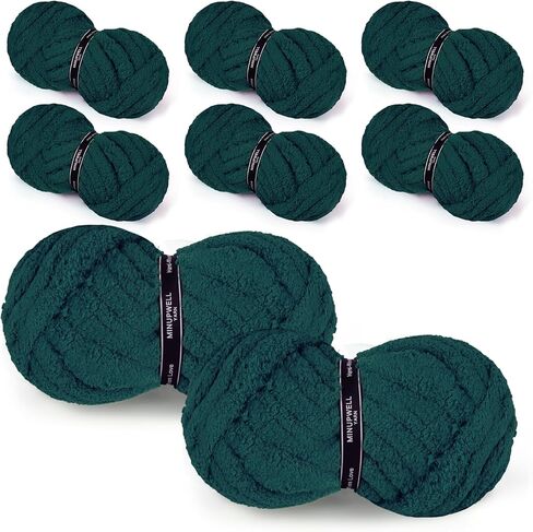 8 Packs Jumbo Chunky Chenille Yarn - 1820g(64oz) 254 Yards (761ft) Bulky Yarn - Chunky Yarn for Hand Knitting Blanket,Cushions, Pet Bed - Soft and Durable(Wine Red) in Kuwait
