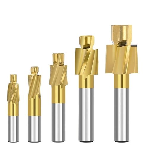 5pcs CNC Cutter Bit M3-M8 Counterbore End Mill TiN Coated 4 Flute Pilot Slotting Router HSS Milling Tool in Saudi Arabia