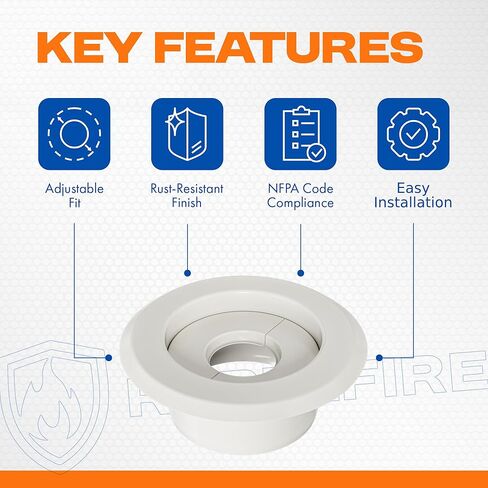Retrofit Recessed Fire Sprinkler Escutcheon 1/2 in. IPS - Split 3 Piece in White - Depth Adjustment Range up to 1/2 in. for Fire Sprinkler Trim and Safety in Saudi Arabia