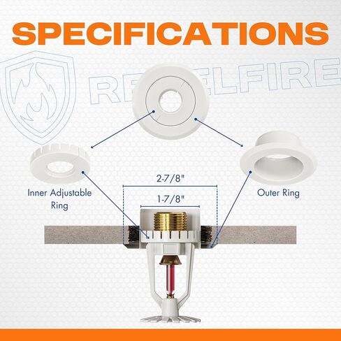 Retrofit Recessed Fire Sprinkler Escutcheon 1/2 in. IPS - Split 3 Piece in White - Depth Adjustment Range up to 1/2 in. for Fire Sprinkler Trim and Safety in Saudi Arabia