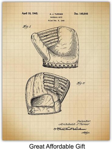 لوحة فنية جدارية لغرفة الأطفال مقاس 11 × 14 - مطبوعات بيسبول عتيقة - لوحة فنية جدارية للأطفال والمراهقين وغرفة الألعاب والمكتب - ديكور فريد للأطفال، ديكور غرفة للصبي، مروحة رياضية - مجموعة ديكور غرفة النوم - غير مؤطرة in Kuwait