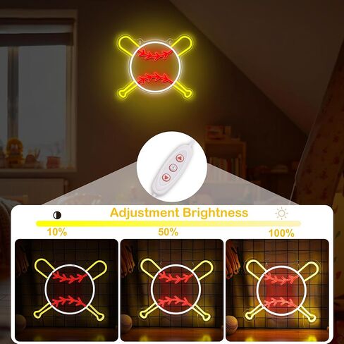 Attivolife Baseball Neon Sign for Wall Decor, Light up Sport Campaign Ball LED Lamp with Dim USB Powered, Unique Home Club Shop Party Birthday Christmas Day Gift for Boy Teenage Student Athlete Man in Kuwait