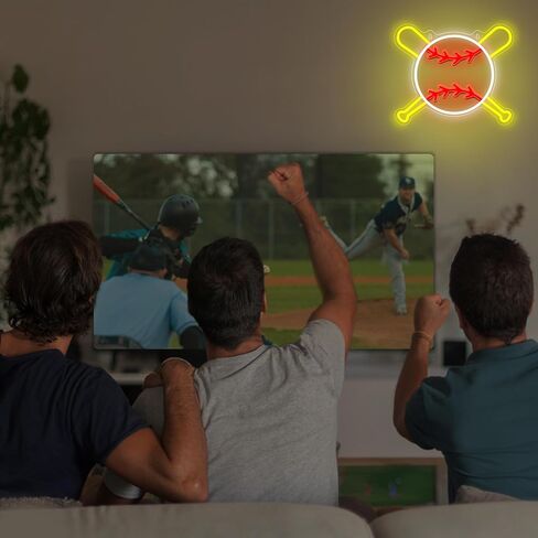 Attivolife Baseball Neon Sign for Wall Decor, Light up Sport Campaign Ball LED Lamp with Dim USB Powered, Unique Home Club Shop Party Birthday Christmas Day Gift for Boy Teenage Student Athlete Man in Kuwait