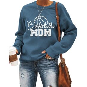 سويت شيرت نسائي لكرة السلة للأم، بلوفر برقبة دائرية وأكمام طويلة، قميص برسومات كرة السلة للأم in Kuwait