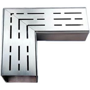 304 Stainless Steel Sewer Linear Drain System Silver, Sidewalk Small U-Shaped Drainage Channel, Balcony Grate Trench with Caps for Outdoor Garden (Silver-9.8X2X1.2In) in Kuwait