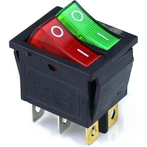KCD3 مفتاح الروك المزدوج للقارب 6 دبوس تشغيل/إيقاف مع ضوء أخضر أحمر 20 أمبير 125 فولت تيار متردد in Kuwait
