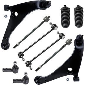 Detroit Axle - Front 10pc Control Arms Kit for 06-12 Mitsubishi Eclipse, 04-12 Galant, 2 Lower Control Arms w/Ball Joints 2 Sway Bars 4 Tie Rods 2 Boots 2006 2007 2008 2009 2010 2011 2012 Replacement in Saudi Arabia