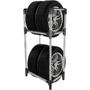 منظم رف تخزين الإطارات من هيرشي للاستخدام الداخلي والخارجي - أسود، 22.51 بوصة × 14.16 بوصة × 45.11 بوصة in Kuwait