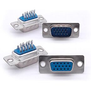 موصل سلك لحام نوع DB15 15 فتحة دبوس 3 صفوف محول VGA ذكر أنثى مقبس التوصيل محطة المنفذ التسلسلي موصل ملحوم 1 قطعة (أنثى فضية) in Kuwait