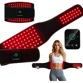 Red Light Therapy Belt for Body Back & Abdomen, 5000mAh Cordless Infrared Waist Wrap with 3 Red Light & 3 Pulse Model, Adjustable & Portable for Wellness/Relaxation in Kuwait