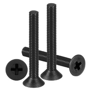 مسامير براغي مسطحة الرأس من ميتاليكسيتي فيليبس (M5-0.8x10) 100 قطعة، براغي متقاطعة من النايلون - لتركيب الصيانة المنزلية المنزلية بنفسك، أسود in Kuwait
