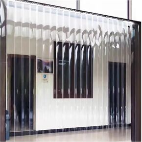 ستارة باب بشريط PVC شفاف - مصاريع فينيل معزولة مقاومة للرياح للفريزر والمبرد والمستودع - سهلة التركيب، 88.58 × 94.49 بوصة (عرض 225 × ارتفاع 240 سم) in Kuwait