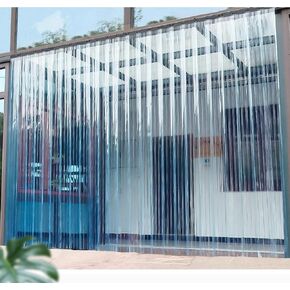 ستارة شريطية شفافة من مادة PVC للمداخل - ستارة باب بلاستيكية ناعمة عازلة للحرارة لمحلات السوبر ماركت والجراجات والمستودعات والحظائر (W225xH220cm/88.58x86.61in) in Kuwait