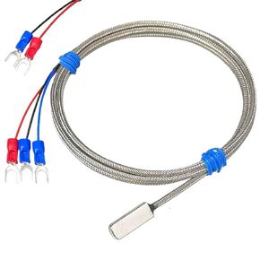 Stainless Steel PT100K Temperature Sensor 1-20m Shielded Cable 3 Wire Thermal Resistance 1Pcs(K Type Cable 2m) in Kuwait