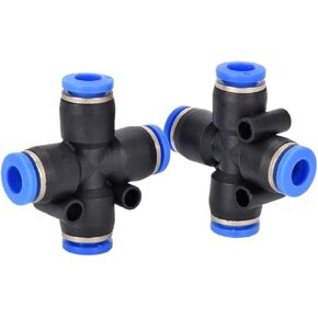 هوائي المقابس السريعة موصل البلاستيك الأزرق الصليب رباعية PZA4/6/8/10/12 مكون 1 قطعة (PZA10) in Kuwait