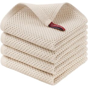 Homaxy 100% Cotton Waffle Weave Kitchen Dish Cloths, 4-Pack Ultra Soft Absorbent Dish Towels, Quick Drying Dish Rags, 12 x 12 Inches, Dark Grey in Kuwait