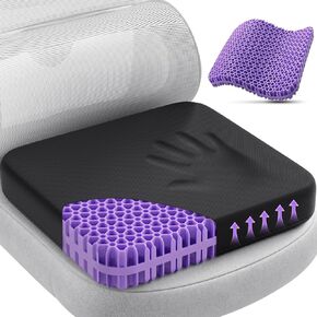 TushGuard Gel Seat Cushion for Long Sitting, Enlarged & Thickened Patent Design, Breathable Cooling for Office Chair, Soft Car Seat Cushion for Wheelchair (Standard, Black) in Kuwait