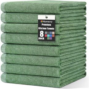 Homaxy Premium Kitchen Towels(18"x 28", 6 Pack), Large Cotton Kitchen Hand Towels, Flat and Terry Dish Towels, 380 GSM Highly Absorbent Tea Towel Set with Hanging Loop, Grey in Kuwait