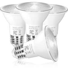 Brightever PAR20 LED Bulbs, 50 Watt Equivalent LED Light Bulb Dimmable, 3000K Warm White Light Bulbs, 600 Lumens, Energy Efficient 7W, E26 Standard Base for Indoor Outdoor Home Spot Lighting, 4-Pack in Kuwait