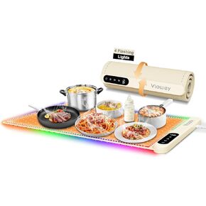 Food Warming Mat with Light, Electric Warming Tray with 6 Temperature Settings and 6 Hours Timer, Upgrade High-tech Graphene Heating Film, Versatile Food Warmer for Parties, Buffets, and Home Use in Kuwait