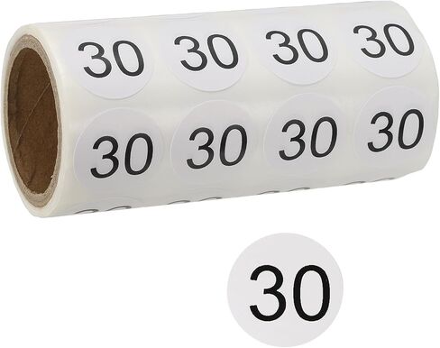 PATIKIL 500pcs 1" Number Stickers, Number 30 Sticker Numbers Labels Round Small Vinyl Self Adhesive Label Circle Decals 1 Roll for Photo Album Poster Table, Black in Kuwait