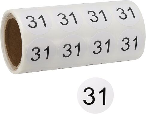 PATIKIL 500pcs 1" Number Stickers, Number 30 Sticker Numbers Labels Round Small Vinyl Self Adhesive Label Circle Decals 1 Roll for Photo Album Poster Table, Black in Kuwait