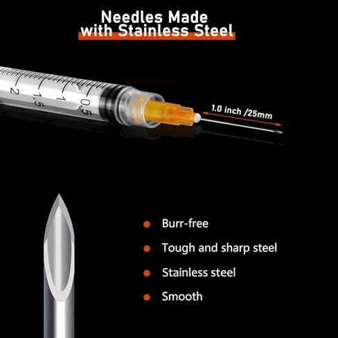 50 حزمة 3 مل / سم مكعب محاقن مختبر Luer Lock مع إبرة 25Ga 1.0 بوصة، معبأة بشكل فردي in Kuwait