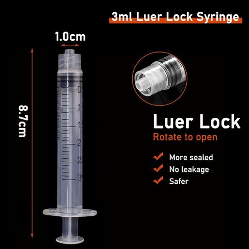 50 حزمة 3 مل / سم مكعب محاقن مختبر Luer Lock مع إبرة 25Ga 1.0 بوصة، معبأة بشكل فردي in Kuwait