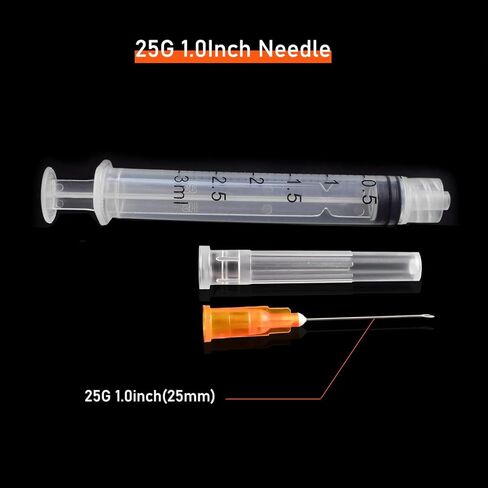 50 حزمة 3 مل / سم مكعب محاقن مختبر Luer Lock مع إبرة 25Ga 1.0 بوصة، معبأة بشكل فردي in Kuwait