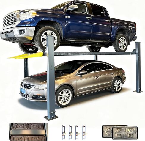 KATOOL 8500lbs 4/Post Car Lift Parking Lift with Double Locks More Safety Extra Height Width Length 70.8" Lifting Height 4 Post Storage Service Lift for Home Garage and Shop, Gray in Saudi Arabia