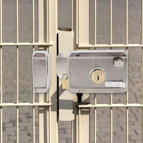 Exterior Mechanical Anti Theft Lock, Stainless Steel Security Lock with Concealed Handle for Wooden Steel Interior and Exterior Doors, Multiple Key Set Included in Saudi Arabia