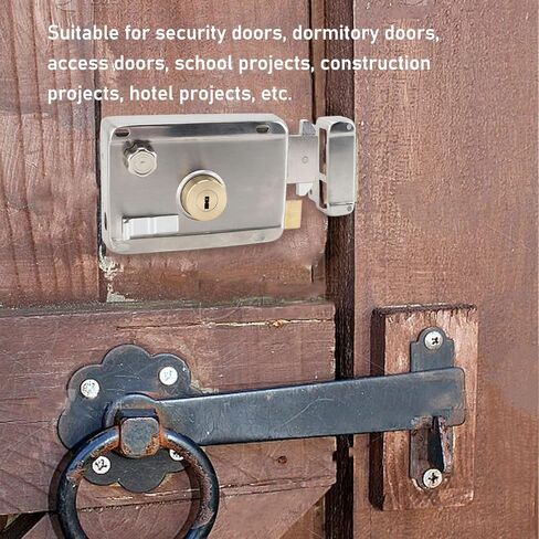Exterior Mechanical Anti Theft Lock, Stainless Steel Security Lock with Concealed Handle for Wooden Steel Interior and Exterior Doors, Multiple Key Set Included in Saudi Arabia