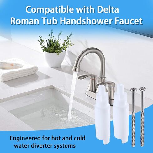 RP18627 موسع جذع الصنبور متوافق مع حوض دلتا وصنابير الدش وملحقاتها، لصنبور دلتا قطعتين مقبض صمام الدش تمديد خرطوم الدش ومحول المياه مع مسامير in Kuwait