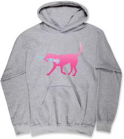 ChalkTalkSPORTS Girls Lacrosse Hooded Sweatshirt | LuLa The Lax Dog Pink Adults Sizes in Saudi Arabia