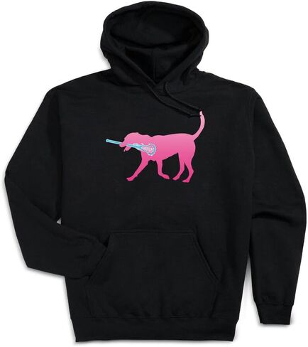 ChalkTalkSPORTS Girls Lacrosse Hooded Sweatshirt | LuLa The Lax Dog Pink Adults Sizes in Saudi Arabia
