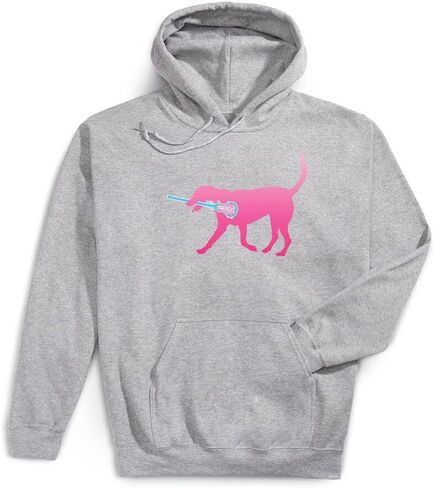 ChalkTalkSPORTS Girls Lacrosse Hooded Sweatshirt | LuLa The Lax Dog Pink Adults Sizes in Saudi Arabia
