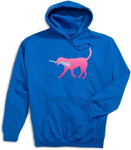 ChalkTalkSPORTS Girls Lacrosse Hooded Sweatshirt | LuLa The Lax Dog Pink Adults Sizes in Saudi Arabia