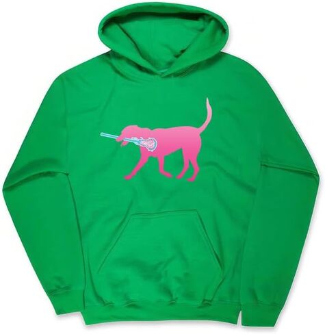 ChalkTalkSPORTS Girls Lacrosse Hooded Sweatshirt | LuLa The Lax Dog Pink Adults Sizes in Saudi Arabia