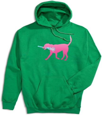 ChalkTalkSPORTS Girls Lacrosse Hooded Sweatshirt | LuLa The Lax Dog Pink Adults Sizes in Saudi Arabia