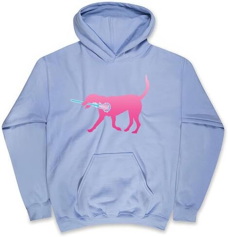 ChalkTalkSPORTS Girls Lacrosse Hooded Sweatshirt | LuLa The Lax Dog Pink Adults Sizes in Saudi Arabia
