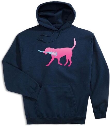 ChalkTalkSPORTS Girls Lacrosse Hooded Sweatshirt | LuLa The Lax Dog Pink Adults Sizes in Saudi Arabia