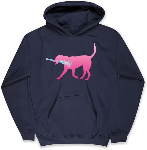 ChalkTalkSPORTS Girls Lacrosse Hooded Sweatshirt | LuLa The Lax Dog Pink Adults Sizes in Saudi Arabia
