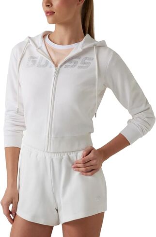 GUESS Women's Primula Rhinestones Full Zip Sweatshirt in Saudi Arabia