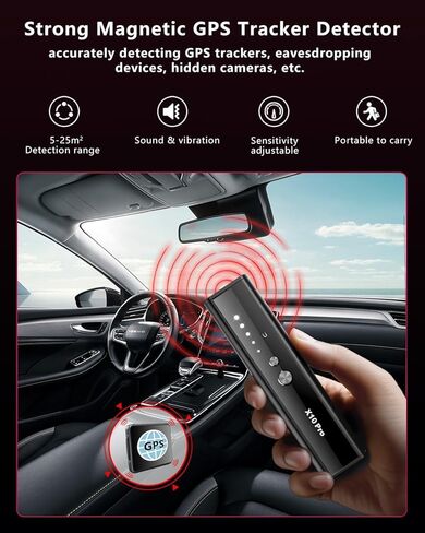 X10 Pro كاشف الكاميرا، كاشف دقيق لمكافحة التجسس، كاشف الترددات اللاسلكية، مكتشف الكاميرا الخفية مع مصباح يدوي، كاشف الأجهزة المخفية، جهاز استماع لتتبع نظام تحديد المواقع العالمي (GPS) للفنادق والمكتب والسفر في الأماكن المغلقة والخارجية in Kuwait