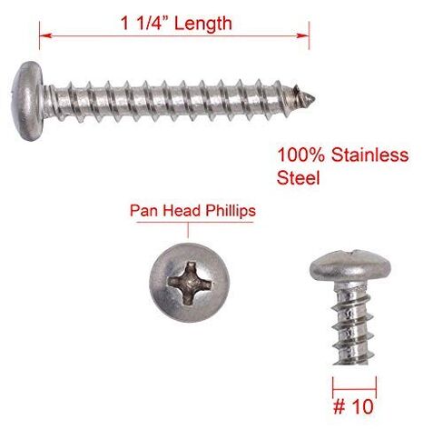 Bolt Dropper 10 X 1-1/4" Pan Head Phillips Wood Screw, (50 Pack), 18-8 (304) Stainless Steel Screws Corrosion Resistant Commercial Grade Bolts in Saudi Arabia