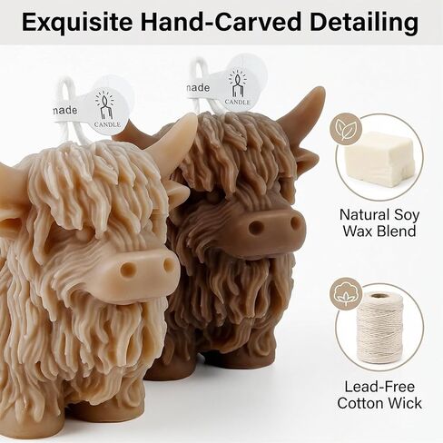 Highland Cattle Candles for Home Scented, Aromatherapy Calf Candle with Crystals for Bedroom Decorations in Saudi Arabia