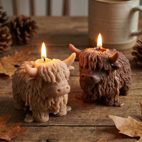 Highland Cattle Candles for Home Scented, Aromatherapy Calf Candle with Crystals for Bedroom Decorations in Saudi Arabia