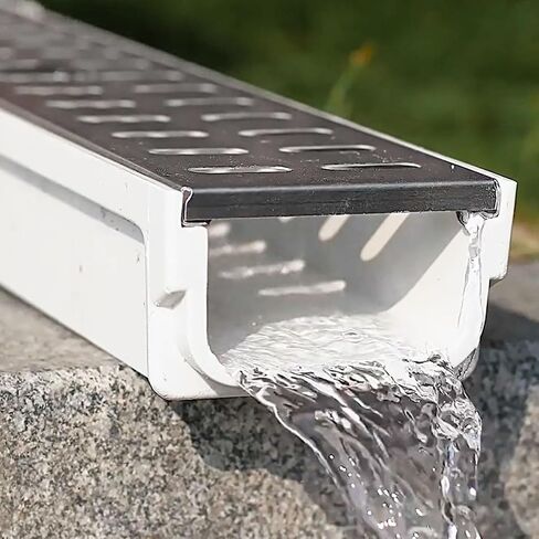 Drainage Channel Narrow U-Shaped Trench Drain with Metal Grate, 4 6 10 15 Cm Height Resin Channel Drain, Garden Driveway Deck Drainage System, Storm G in Kuwait
