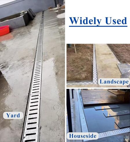 Drainage Channel Narrow U-Shaped Trench Drain with Metal Grate, 4 6 10 15 Cm Height Resin Channel Drain, Garden Driveway Deck Drainage System, Storm G in Kuwait