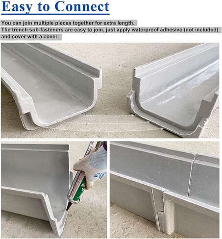 Drainage Channel Narrow U-Shaped Trench Drain with Metal Grate, 4 6 10 15 Cm Height Resin Channel Drain, Garden Driveway Deck Drainage System, Storm G in Kuwait